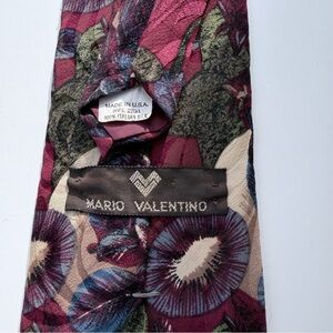 VTG Mario Valentino Plum and Olive Floral Silk Tie